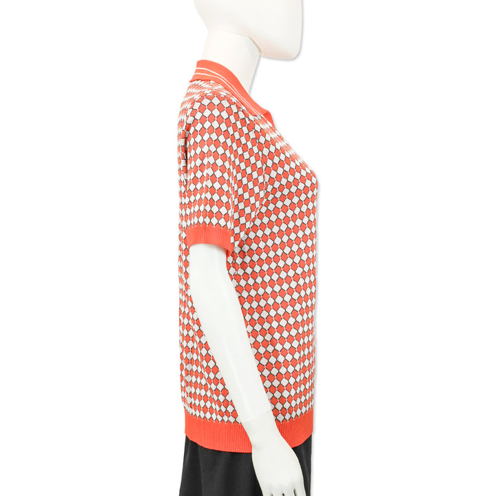 529 Orange Diamond Knit Polo Sweater