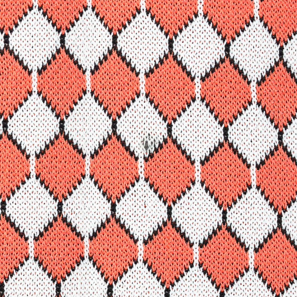 529 Orange Diamond Knit Polo Sweater