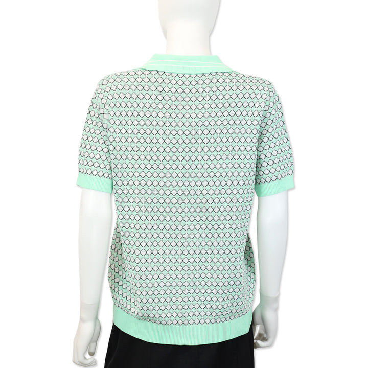 529 Teal Diamond Knit Polo Sweater