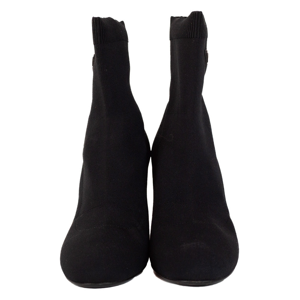 Prada Black Round Toe Logo 90 Sock Ankle Boots