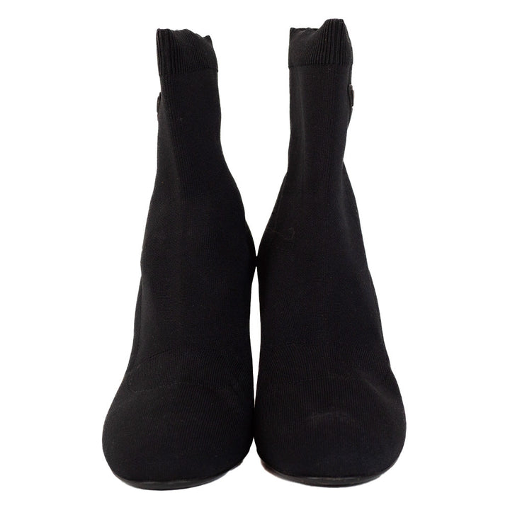 Prada Black Round Toe Logo 90 Sock Ankle Boots