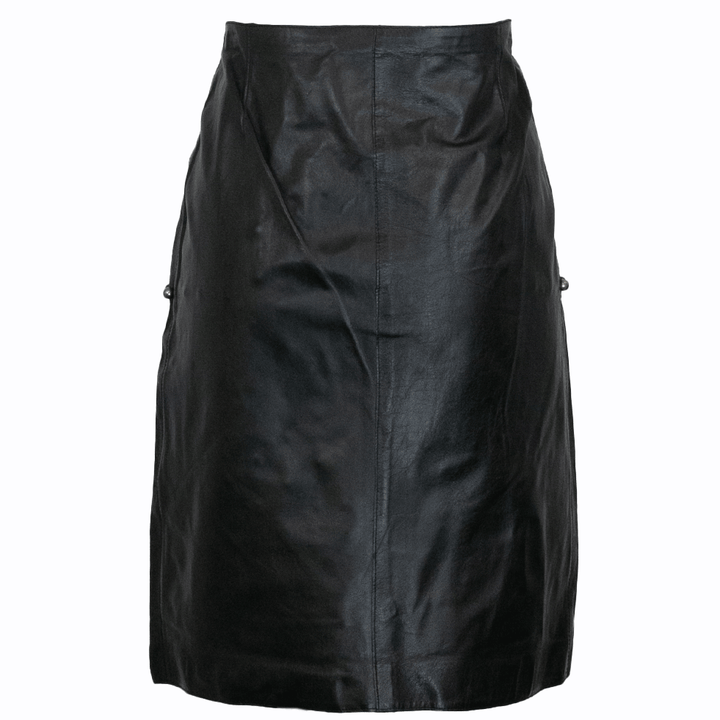 back view of Lanvin Black Leather Embellished Skirt