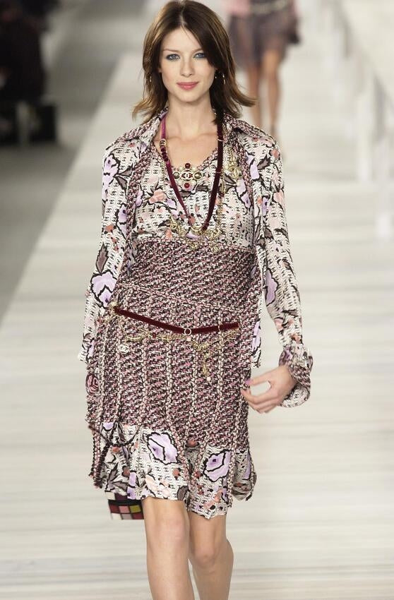 Chanel S/S 2004 CC Logo Tweed Sleeveless Midi Dress