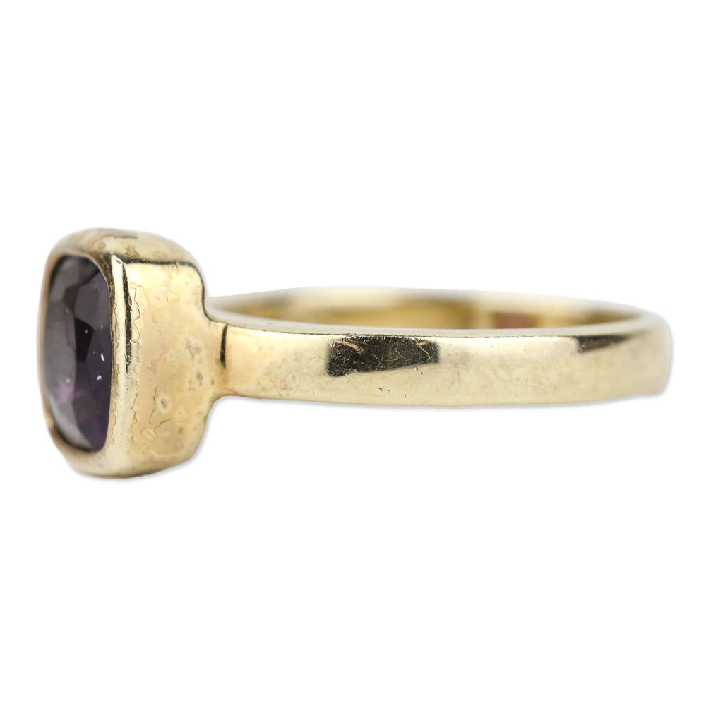 925 Gold-Tone Purple Square Faceted Stone Ring