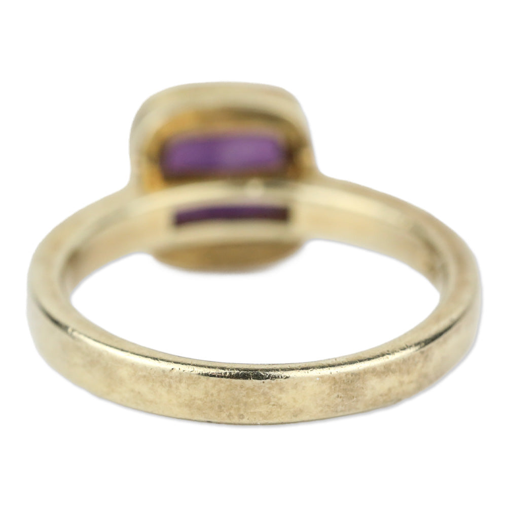 925 Gold-Tone Purple Square Faceted Stone Ring