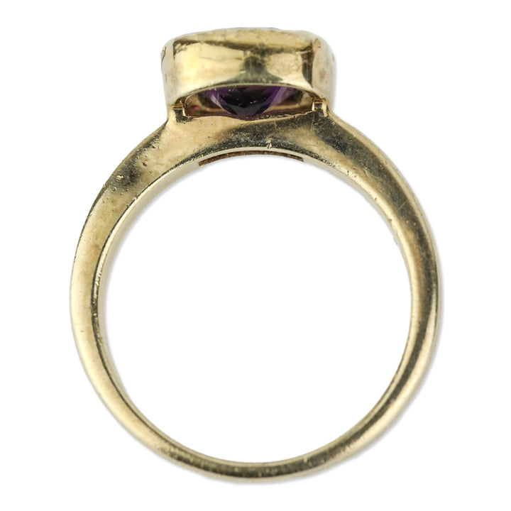 925 Gold-Tone Purple Square Faceted Stone Ring