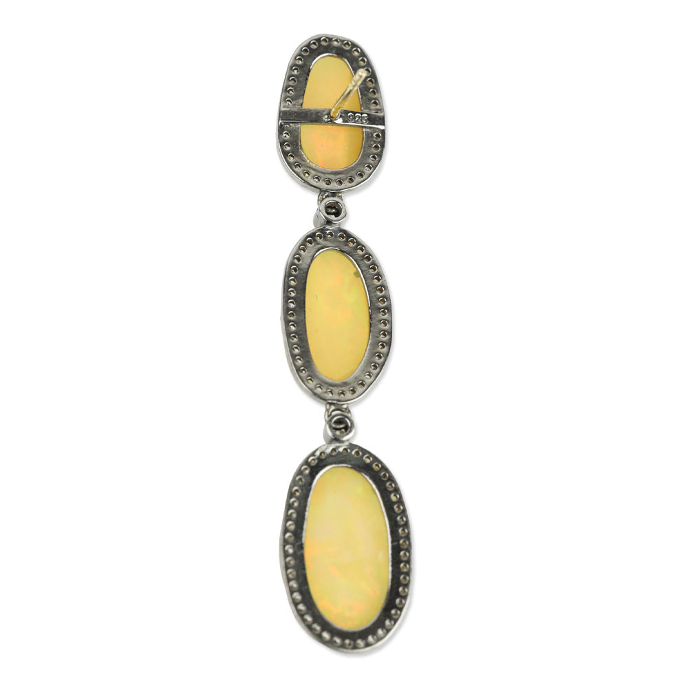 925/Opal with Diamond Halo Drop Earrings