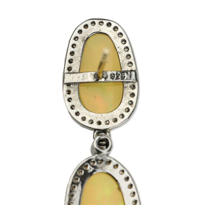925/Opal with Diamond Halo Drop Earrings