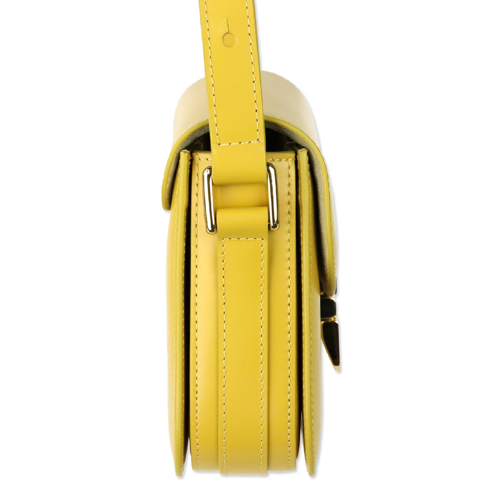 A.C.P. Mustard Yellow Leather Grace Small Crossbody Bag