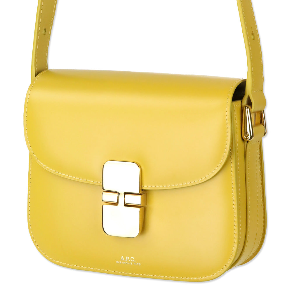 A.C.P. Mustard Yellow Leather Grace Small Crossbody Bag