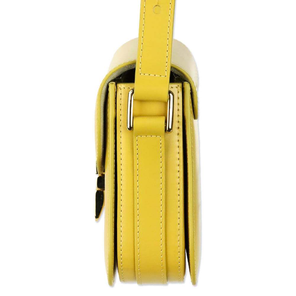 A.C.P. Mustard Yellow Leather Grace Small Crossbody Bag