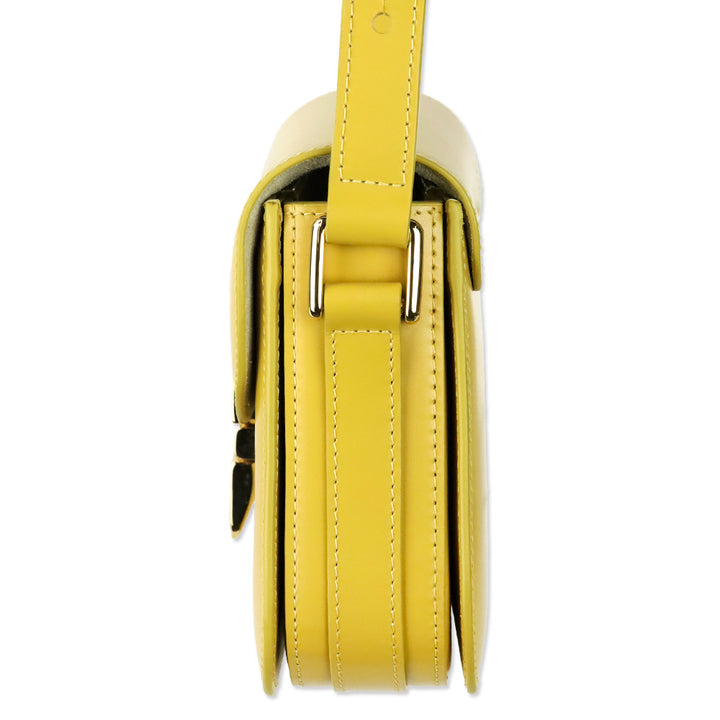 A.C.P. Mustard Yellow Leather Grace Small Crossbody Bag