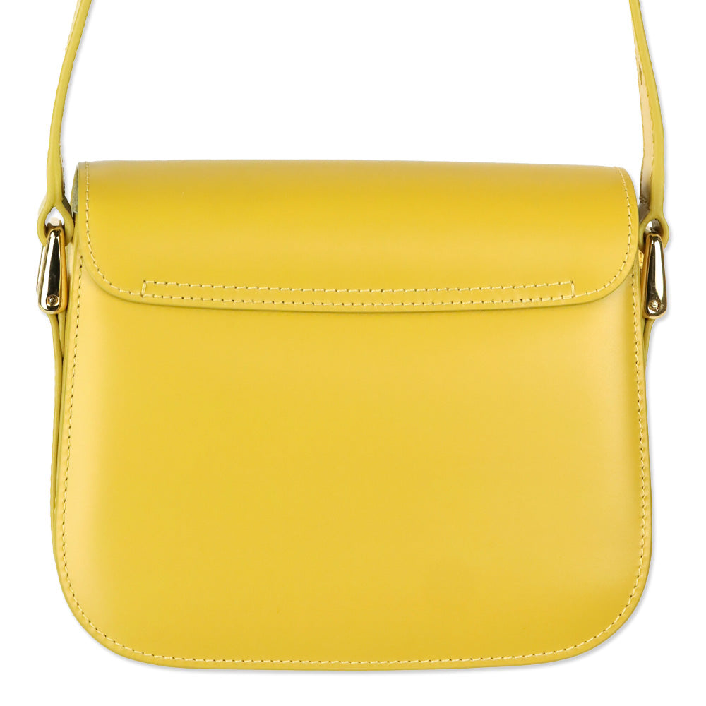 A.C.P. Mustard Yellow Leather Grace Small Crossbody Bag