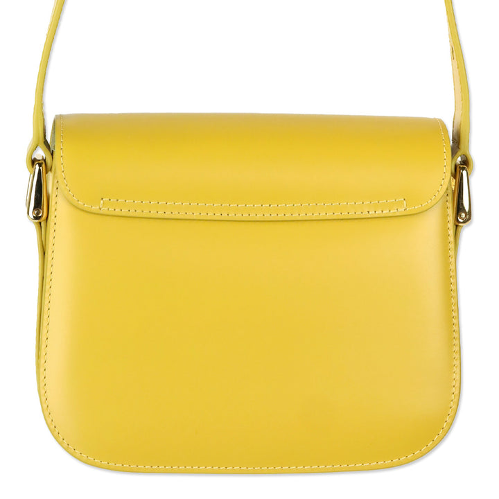A.C.P. Mustard Yellow Leather Grace Small Crossbody Bag