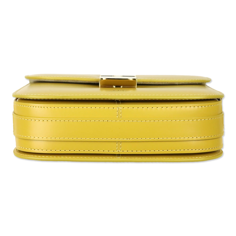 A.C.P. Mustard Yellow Leather Grace Small Crossbody Bag