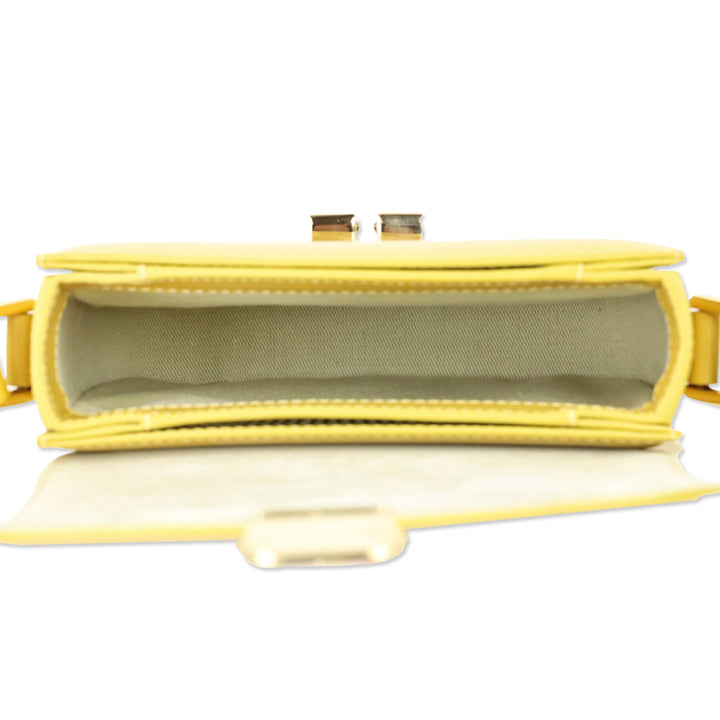 A.C.P. Mustard Yellow Leather Grace Small Crossbody Bag