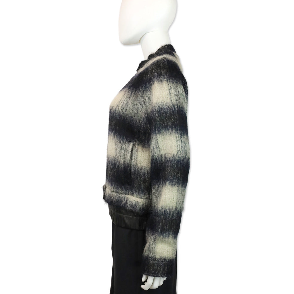 A.L.C. Black/White Mohair Plaid Bomber Jacket