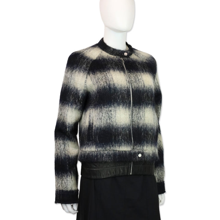 A.L.C. Black/White Mohair Plaid Bomber Jacket