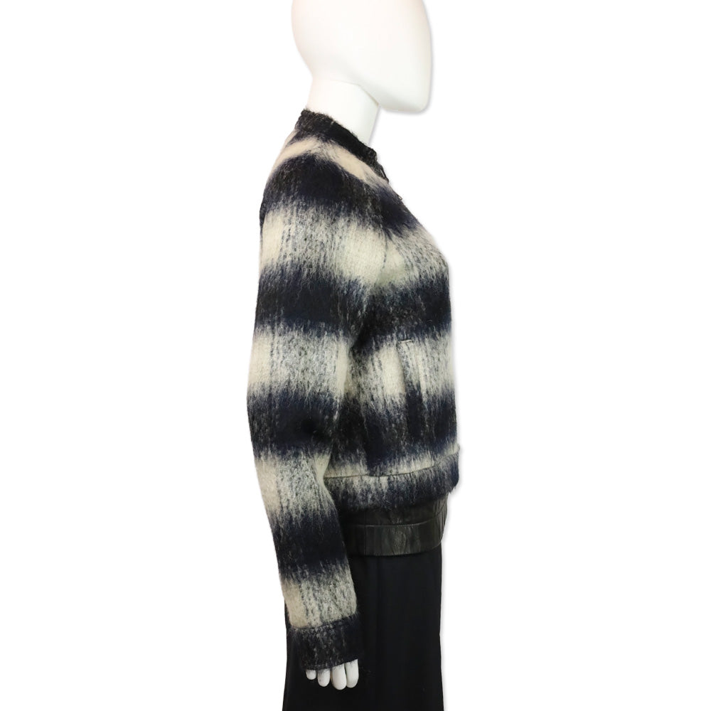 A.L.C. Black/White Mohair Plaid Bomber Jacket