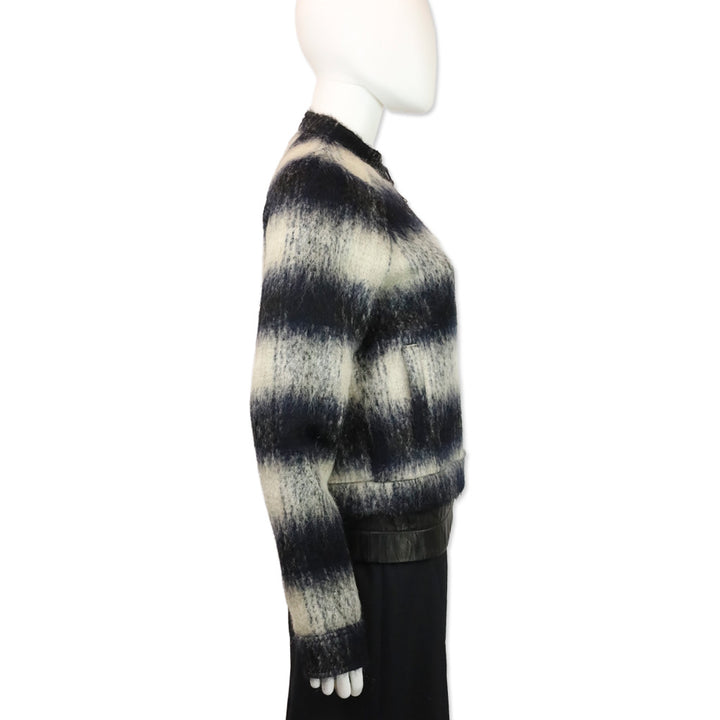 A.L.C. Black/White Mohair Plaid Bomber Jacket