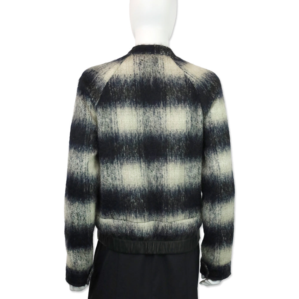 A.L.C. Black/White Mohair Plaid Bomber Jacket