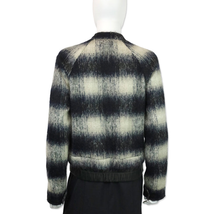 A.L.C. Black/White Mohair Plaid Bomber Jacket