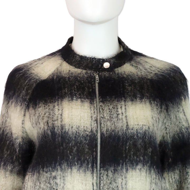 A.L.C. Black/White Mohair Plaid Bomber Jacket