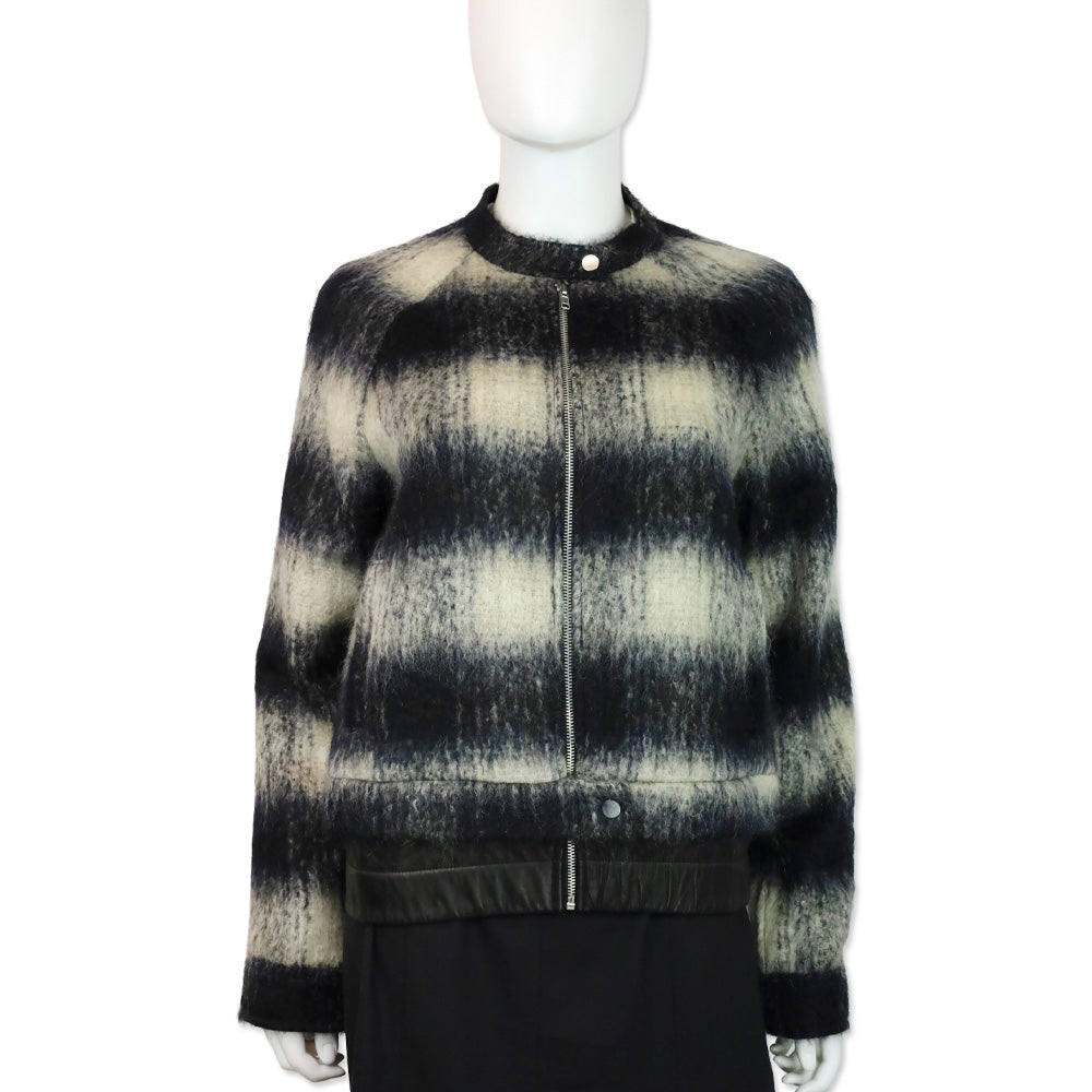A.L.C. Black/White Mohair Plaid Bomber Jacket