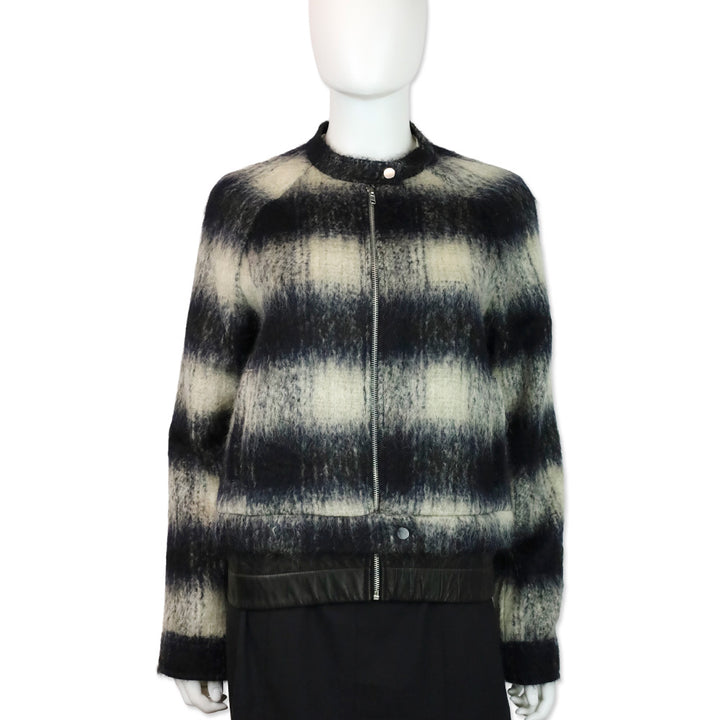 A.L.C. Black/White Mohair Plaid Bomber Jacket