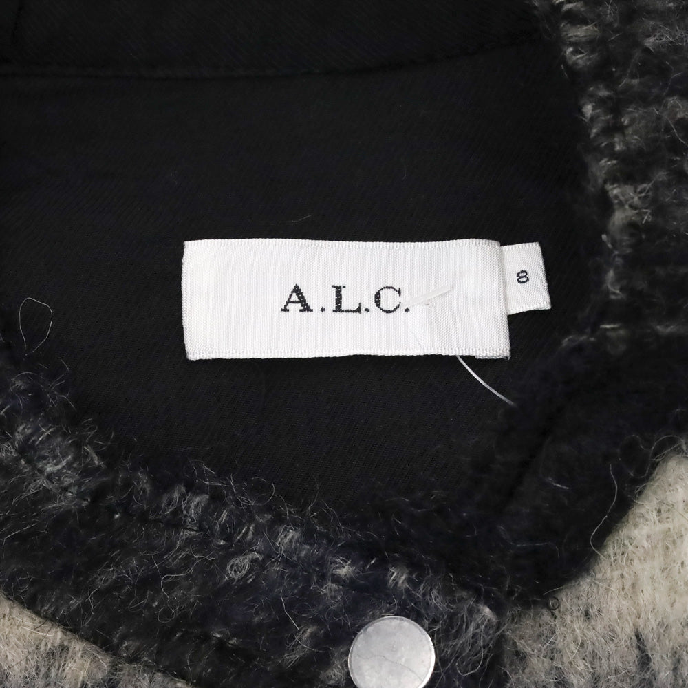 A.L.C. Black/White Mohair Plaid Bomber Jacket