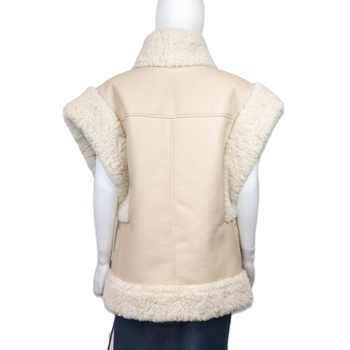 A.L.C. Cream Sutton Faux Shearling Vest