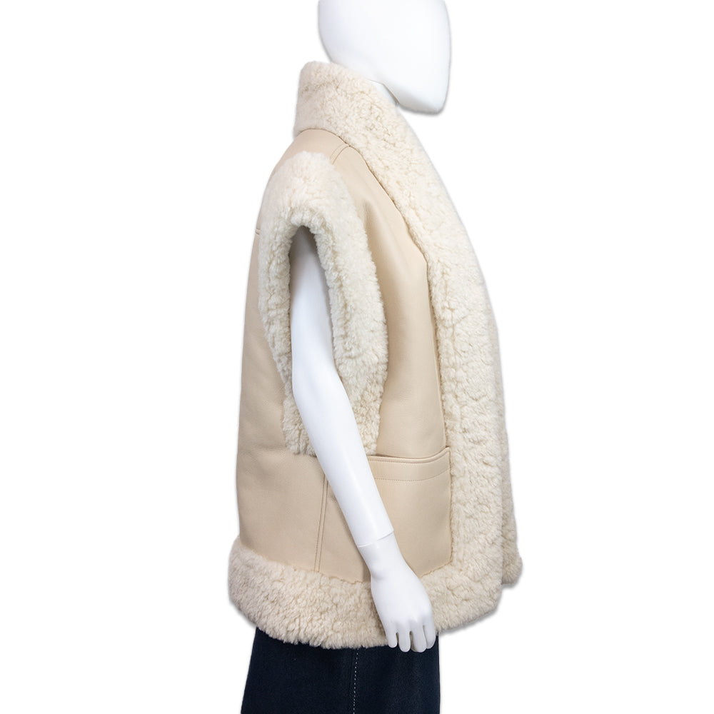 A.L.C. Cream Sutton Faux Shearling Vest