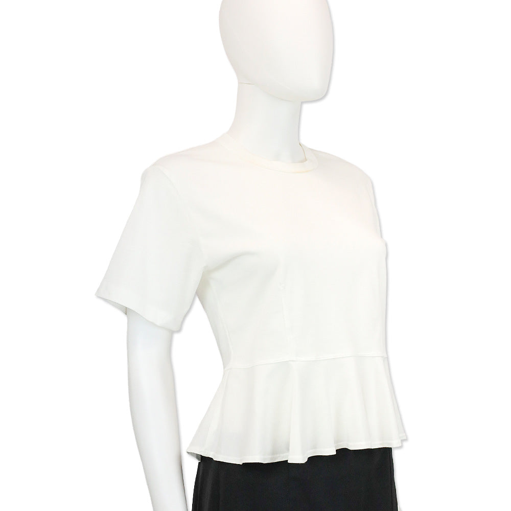 A.L.C. White Cotton Peplum Roxy Tee Shirt