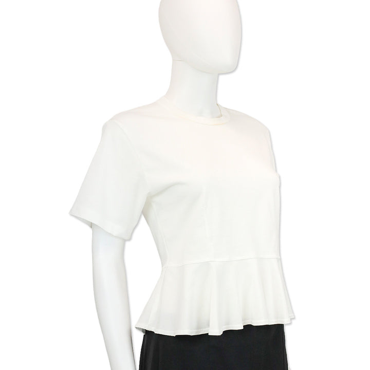 A.L.C. White Cotton Peplum Roxy Tee Shirt