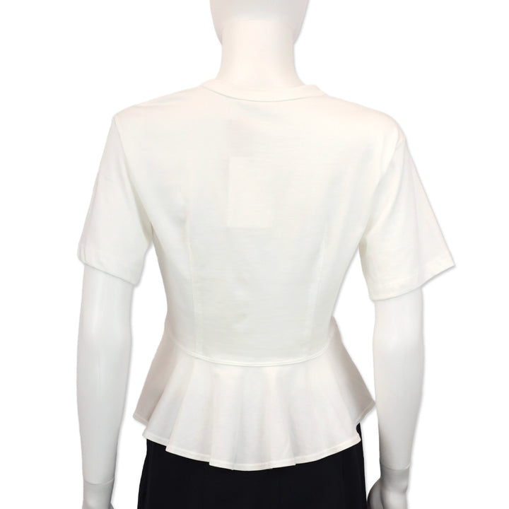 A.L.C. White Cotton Peplum Roxy Tee Shirt