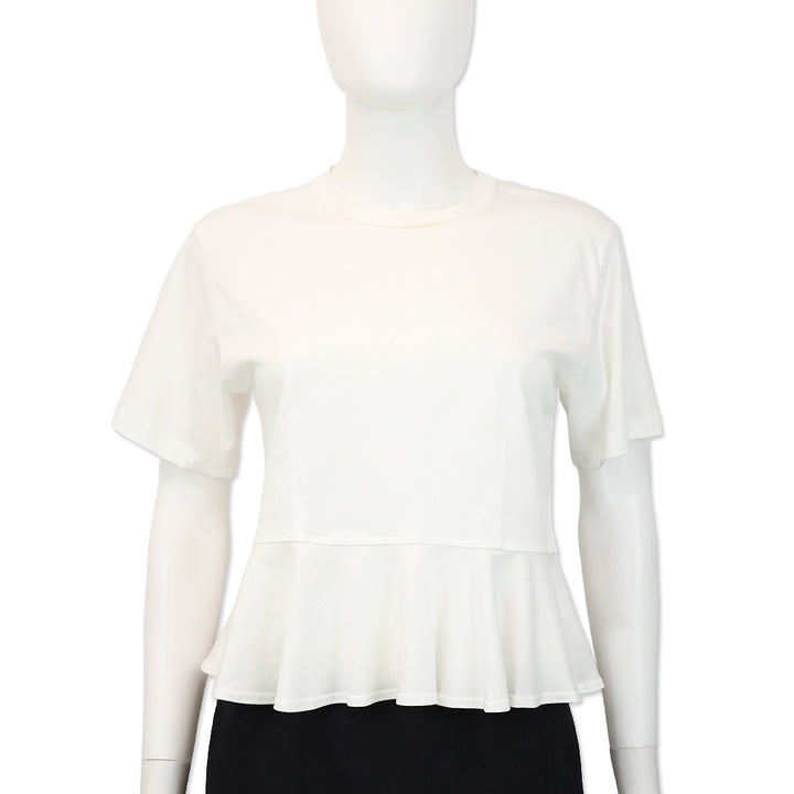 A.L.C. White Cotton Peplum Roxy Tee Shirt