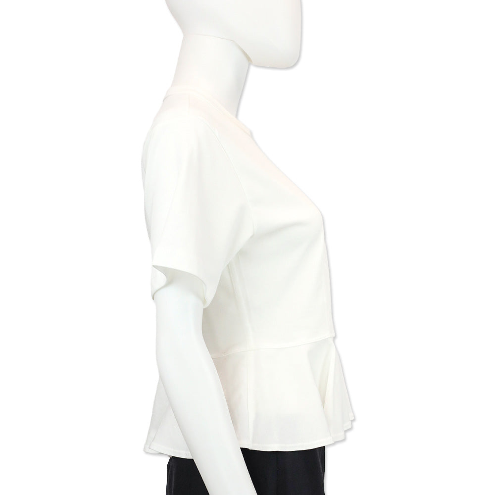 A.L.C. White Cotton Peplum Roxy Tee Shirt