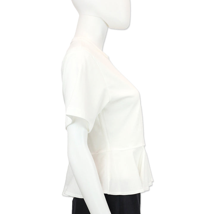 A.L.C. White Cotton Peplum Roxy Tee Shirt
