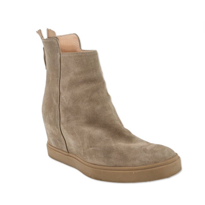 AGL Beige Suede Wedge Ankle Boots