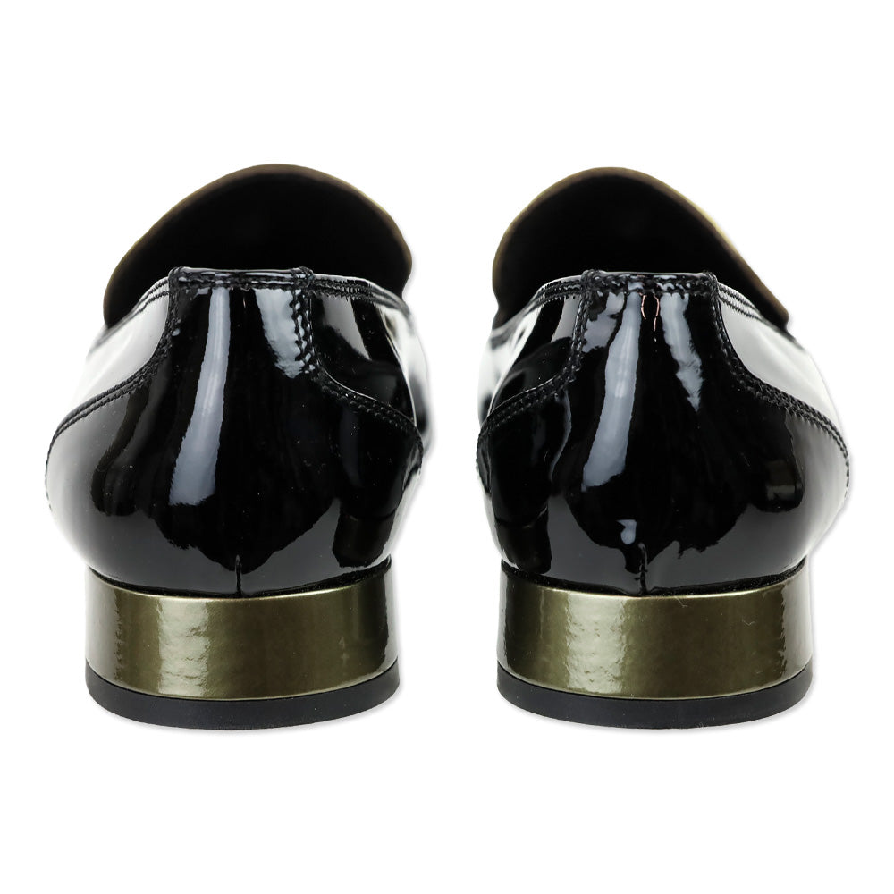 AGL Black/Gold Patent Leather Tassel Loafer