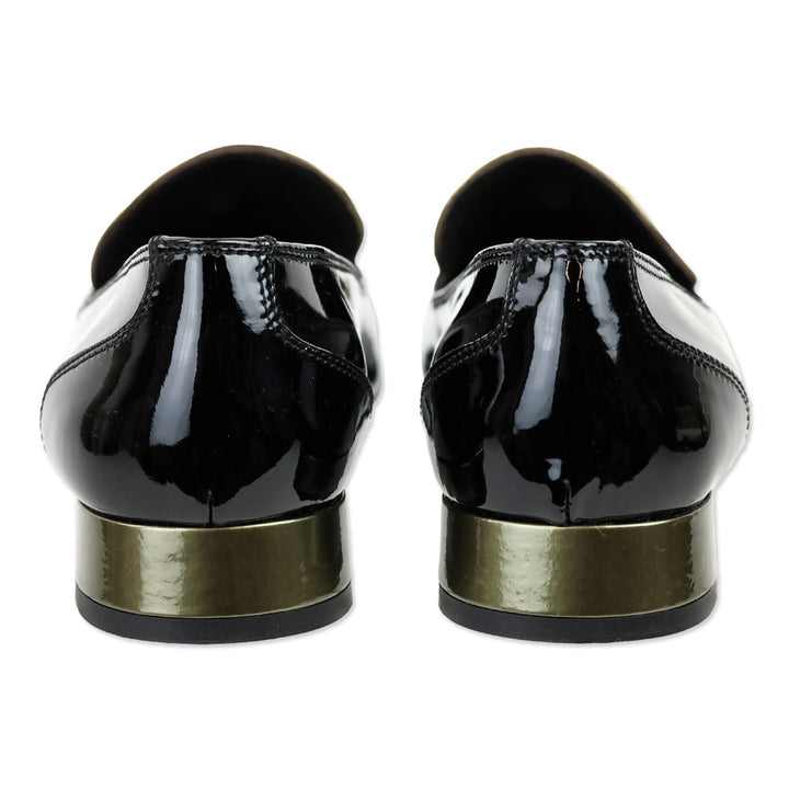 AGL Black/Gold Patent Leather Tassel Loafer