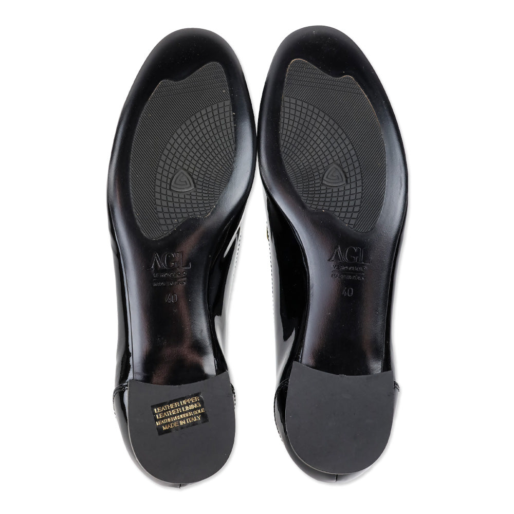 AGL Black/Gold Patent Leather Tassel Loafer