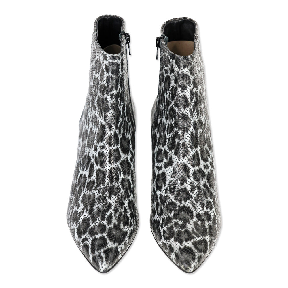 AGL Marette Black Snakeskin Embossed Leopard Print Ankle Boots