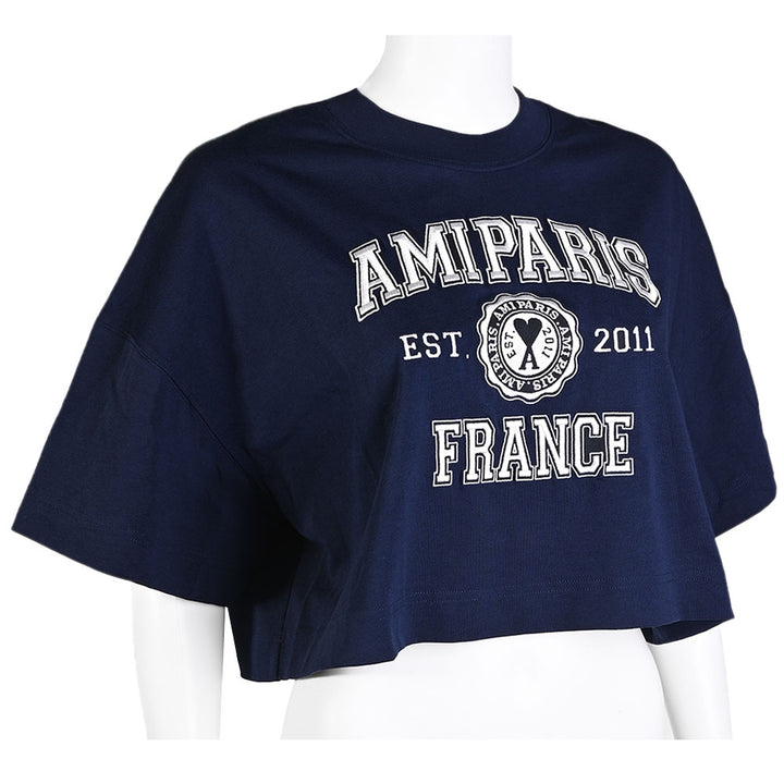 AMI Paris France Navy Cropped Sweatshirt