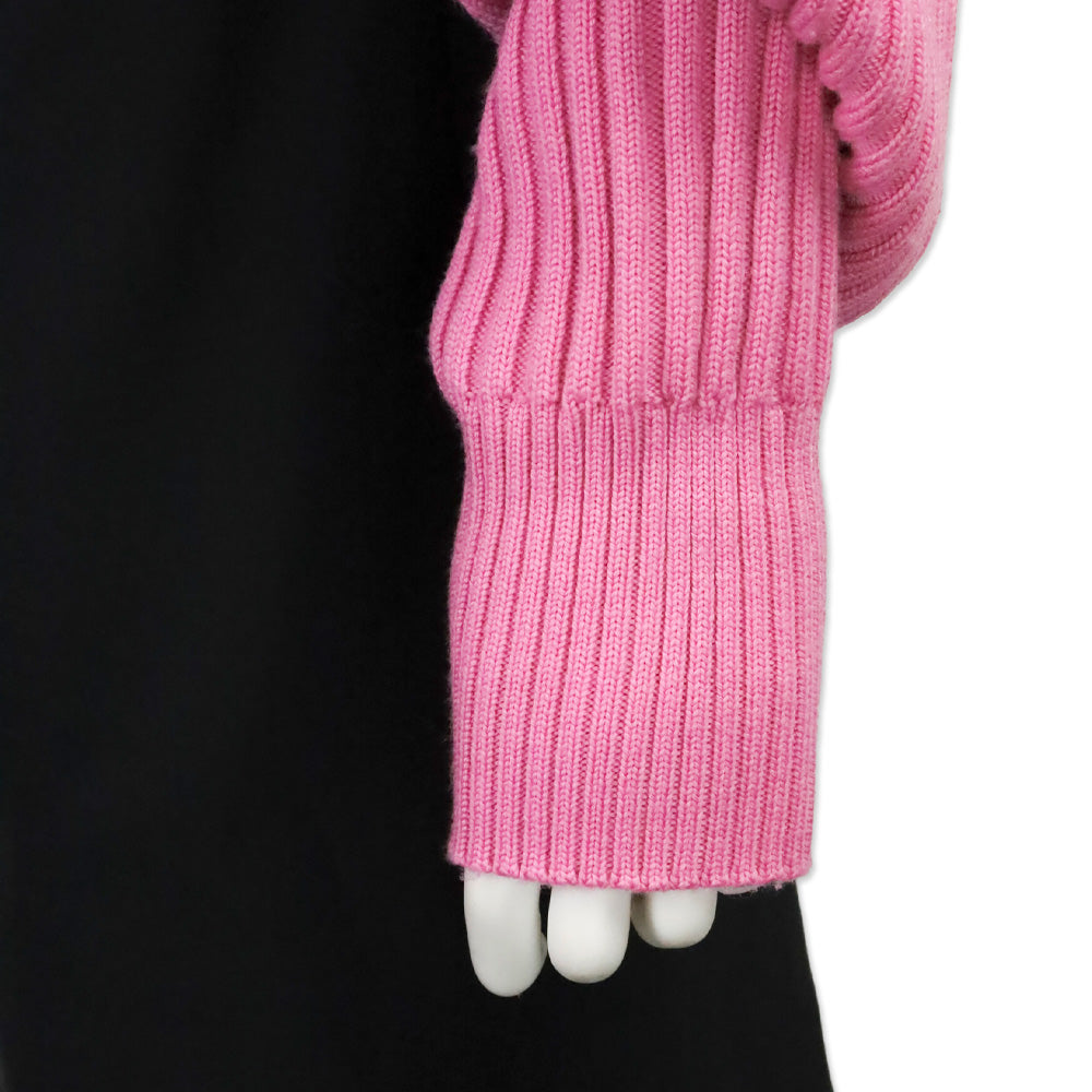AMUR Pink Fuchsia Wool Rib Knit Milena Cropped Sweater