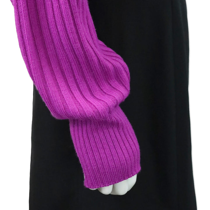 AMUR Pink Fuchsia Wool Rib Knit Milena Cropped Sweater