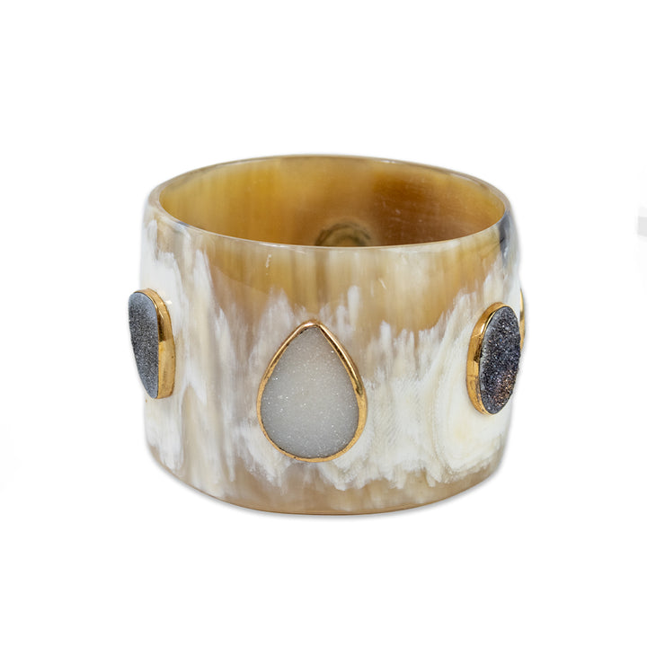 Ashley Pittman AP Kenya Horn Bangle with Multi Color Unpolished Jewels