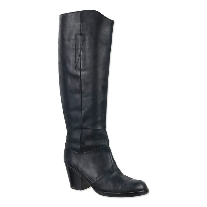 Acne Black Distressed Leather Pistol Knee-High Boots