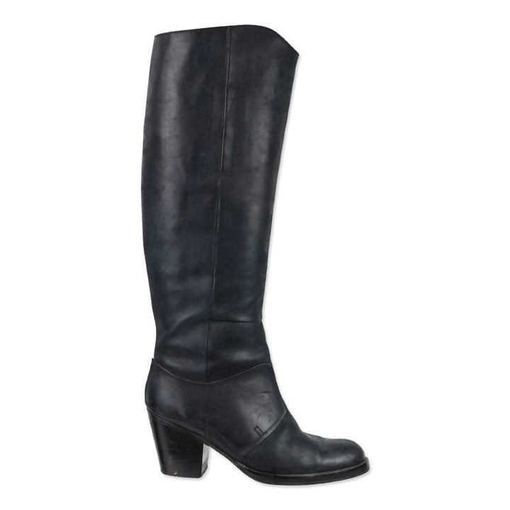 Acne Black Distressed Leather Pistol Knee-High Boots