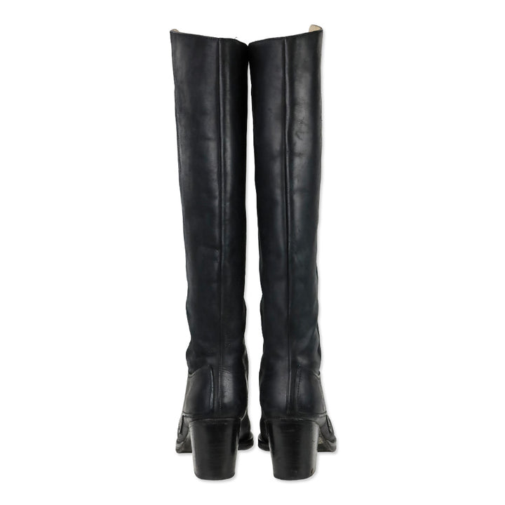 Acne Black Distressed Leather Pistol Knee-High Boots